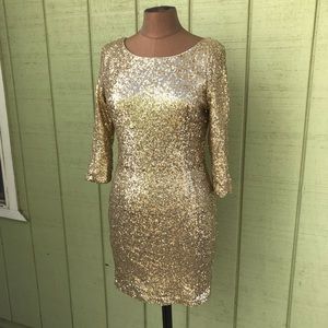 NWT New Red Clover Gold Sequin Party Dress